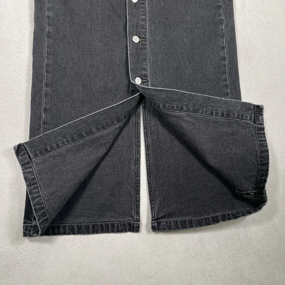 Levi's Premium Button Midi Skirt Women's 26 Black Denim Mid Rise A-Line